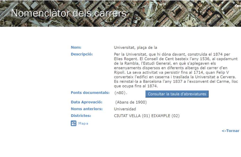 Informació sobre la «plaça de la Universitat» Informació sobre la «plaça de la Universitat»
