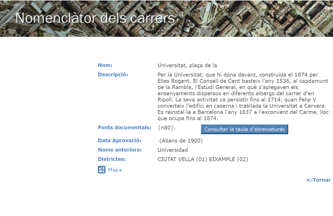 Informació sobre la «plaça de la Universitat» Informació sobre la «plaça de la Universitat»