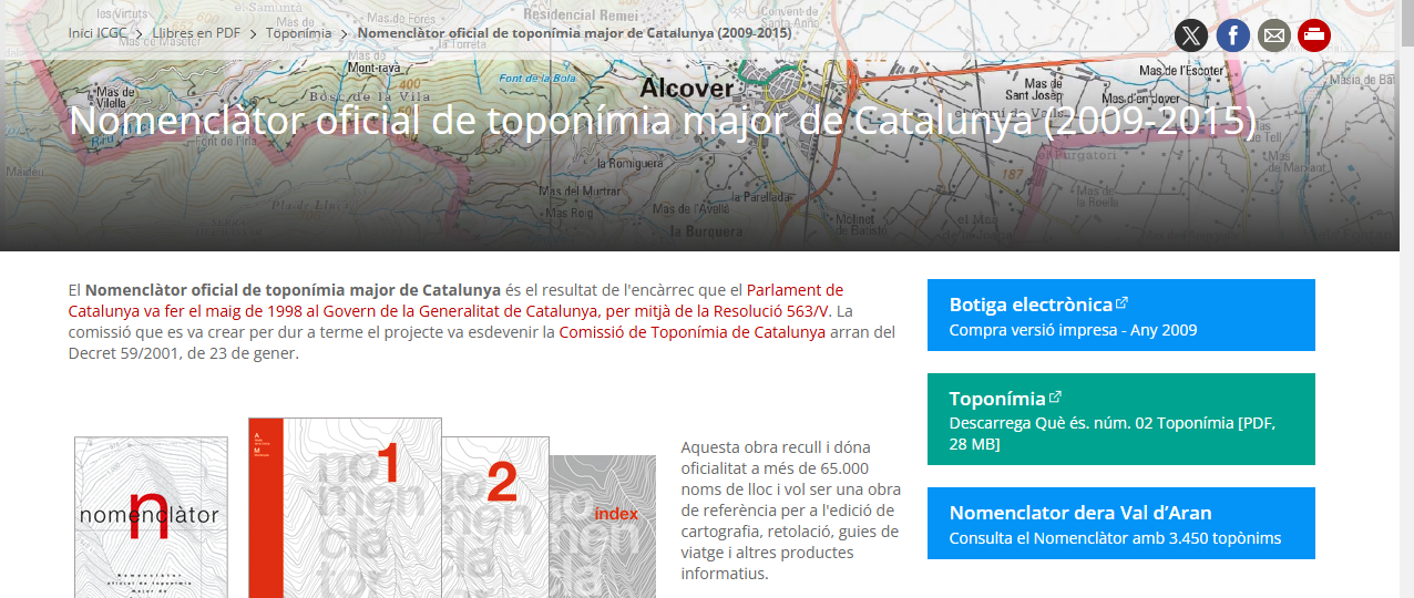 Web de consulta del Nomenclàtor oficial de toponímia major de Catalunya