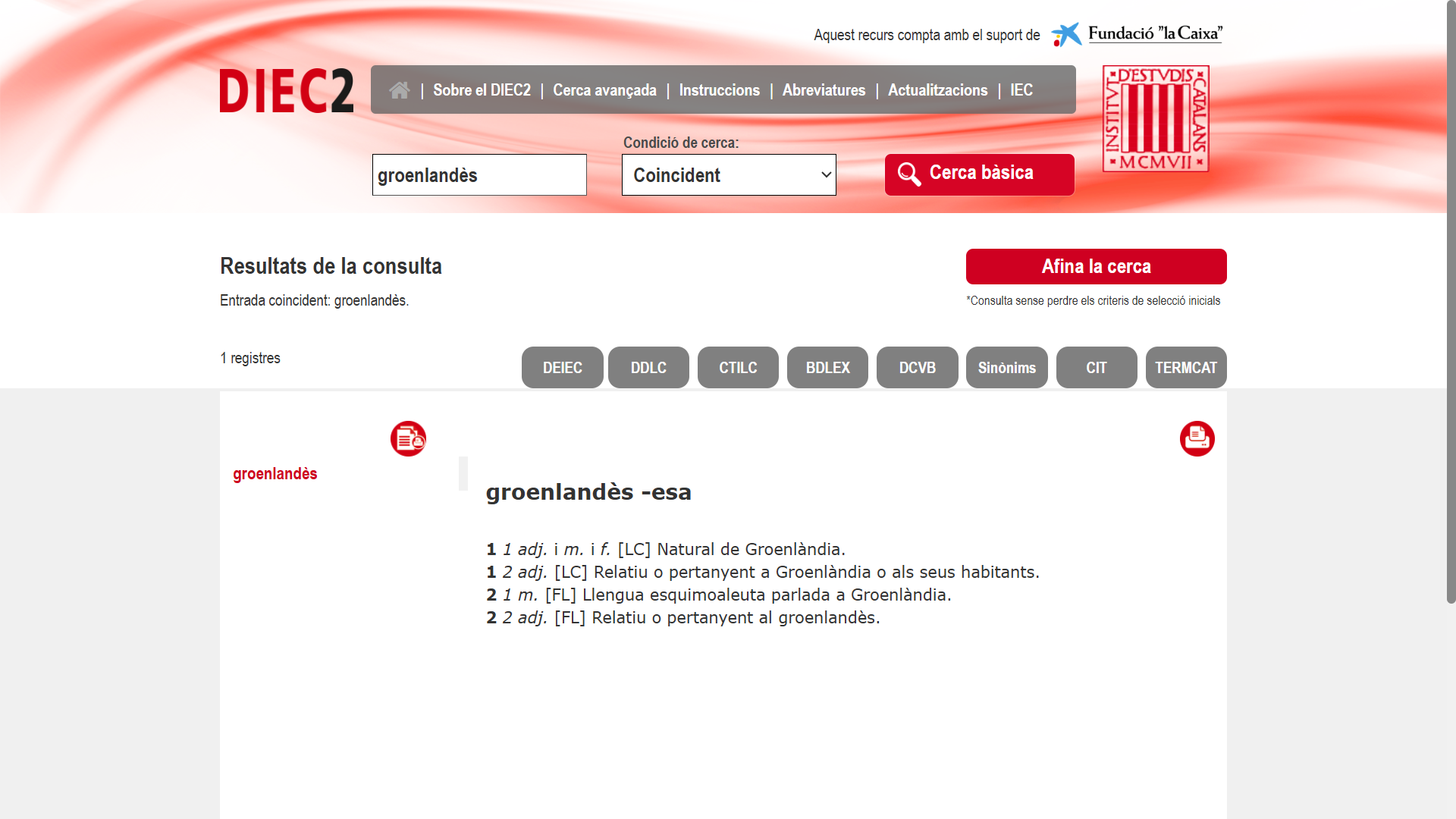 El gentilici i el grup lingüístic, al DIEC El gentilici i el grup lingüístic, al DIEC