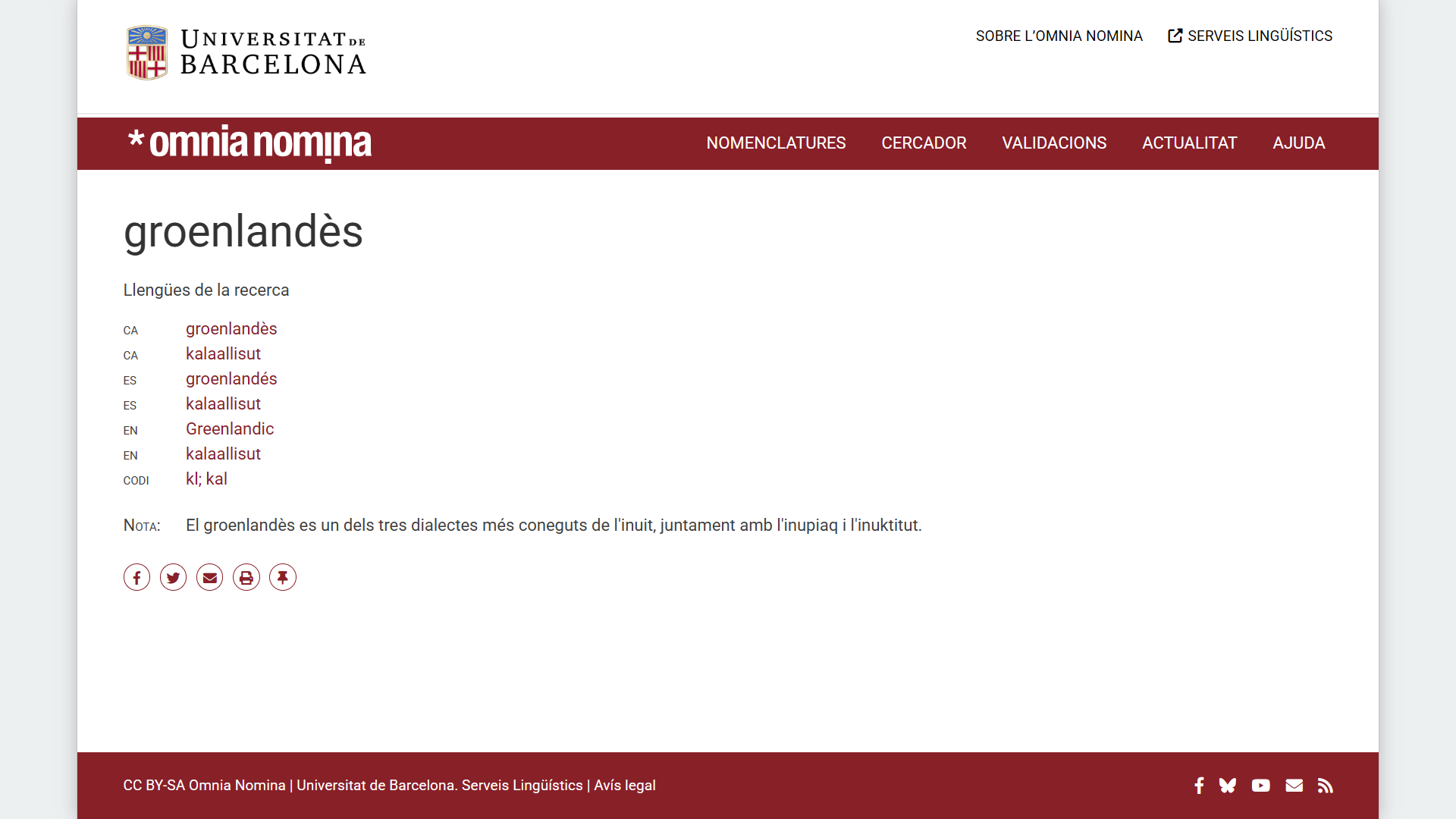 Nomenclatura de les llengües de la recerca, a l’<i>Omnia nomina</i> Nomenclatura de les llengües de la recerca, a l’Omnia nomina