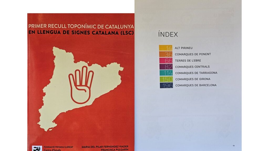 Portada i índex del <i>Primer recull toponímic de Catalunya en LSC</i> Portada i índex del Primer recull toponímic de Catalunya en LSC